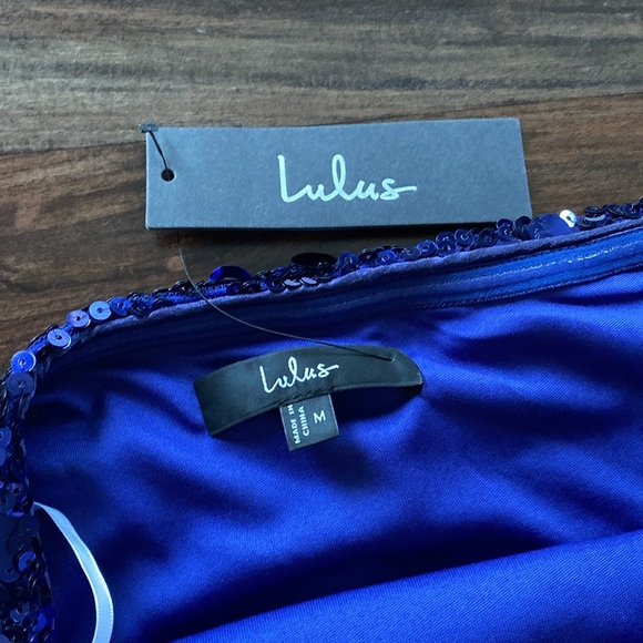 Lulus Glittery Persona Dark Blue Sequin Strapless Mini Dress - NWT - Picture 5 of 8